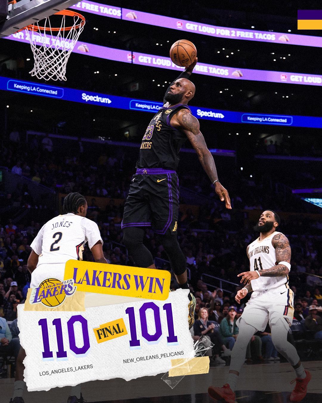 湖人胜鹈鹕取3连胜!看到锡安逐渐平庸,才懂詹姆斯真的被低估了